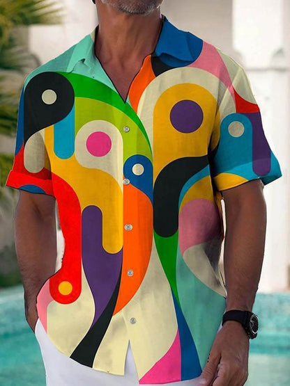 Stylish Men's Printed Shirt - Loose Fit & Casual Short Sleeve Top - Buy Center