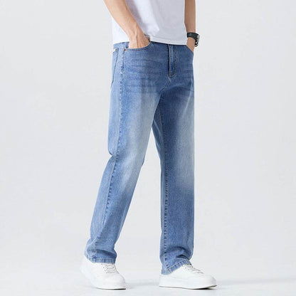 Washed Cleanfit Men's Light Blue Jeans - Straight Leg, Mid Waist Style - Buy Center