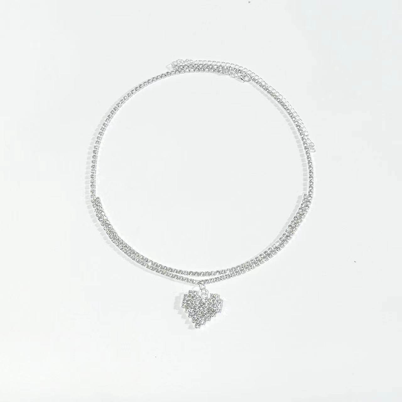 Personalized Double Layer Heart Pendant Waist Chain - Silver/Gold Options - Buy Center