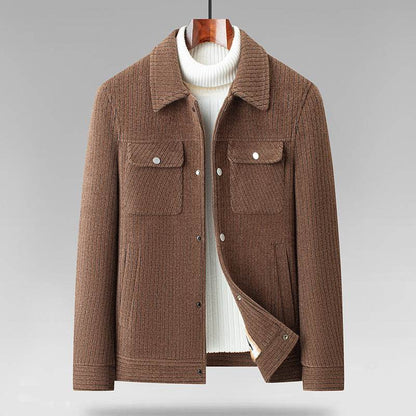 Fleece-Lined Men's Casual Coat - Stylish Warm Jacket in Brown, Gray, Black - Buy Center
