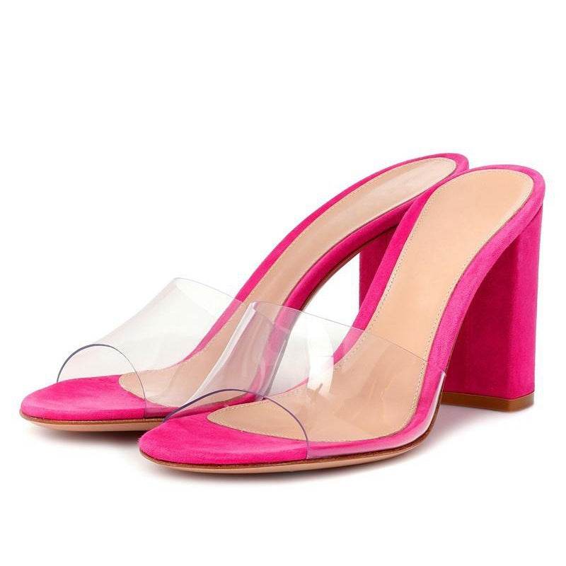 European & American Fashion Sandals - PVC Chunky Heel for Stylish Comfort - Buy Center