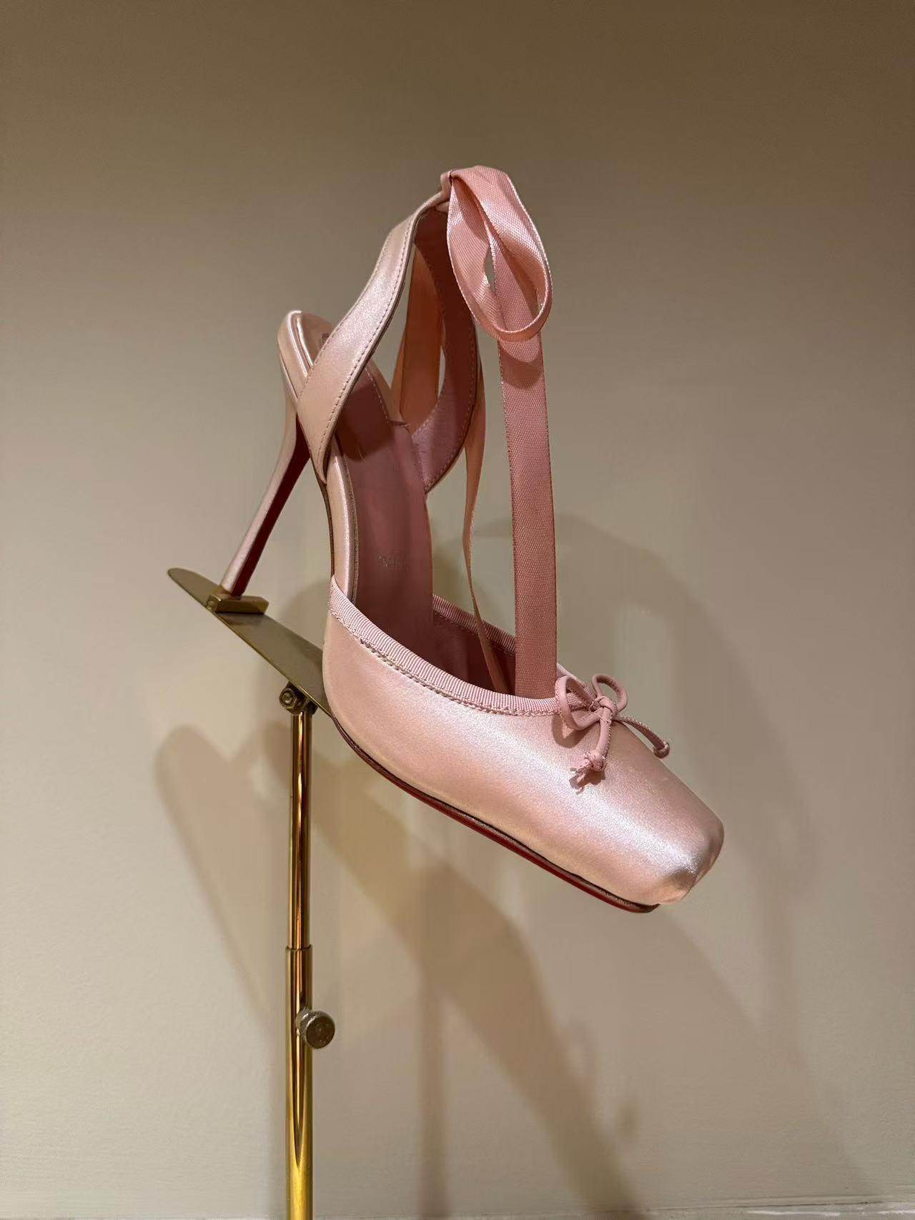 Buycenter Women's Trendy Leather Sole High Heels - Satin Ribbon Toe Cap - Buy Center