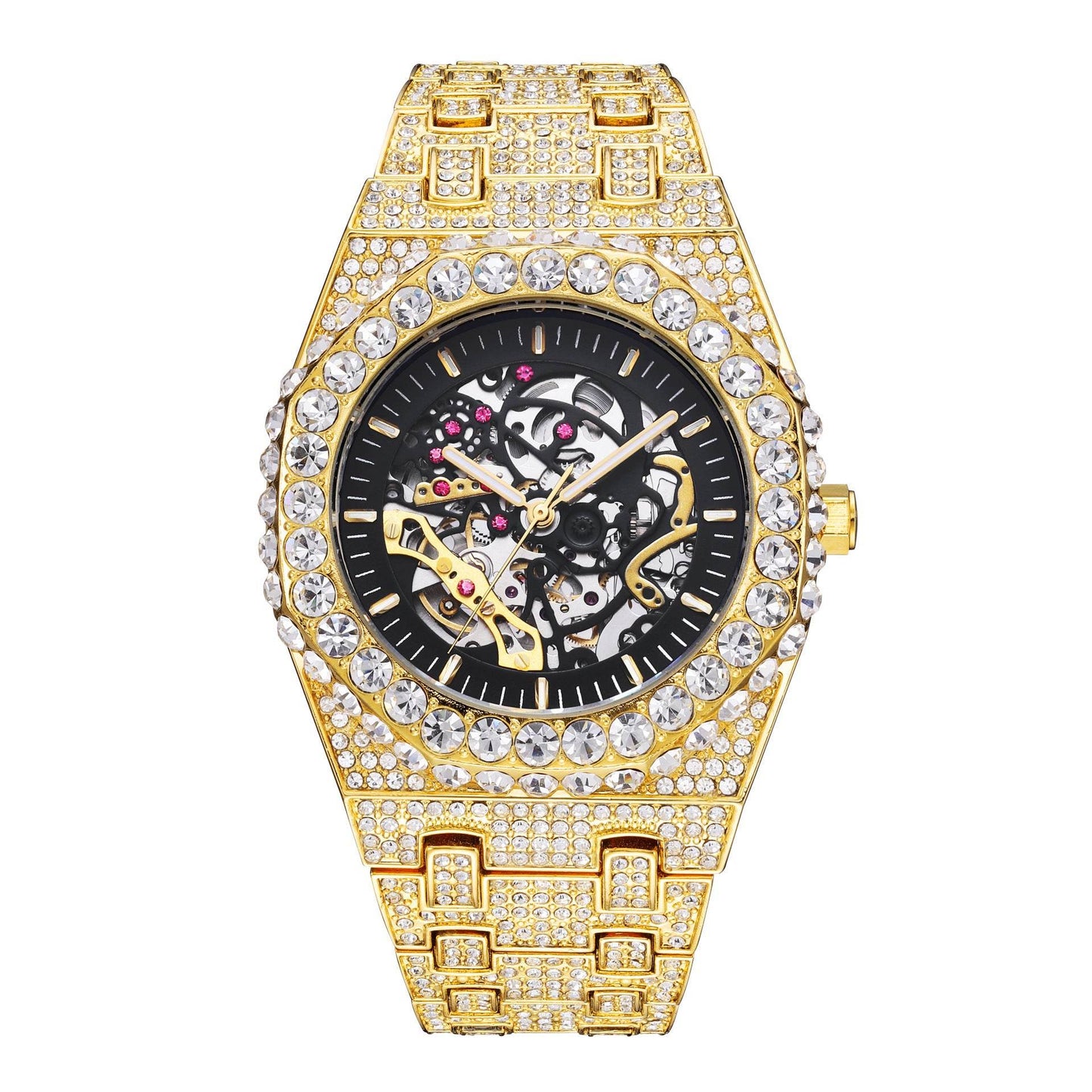 Full Diamond Hip Hop Mechanical Watch - Stylish Octagonal Design 2025 - Buy Center