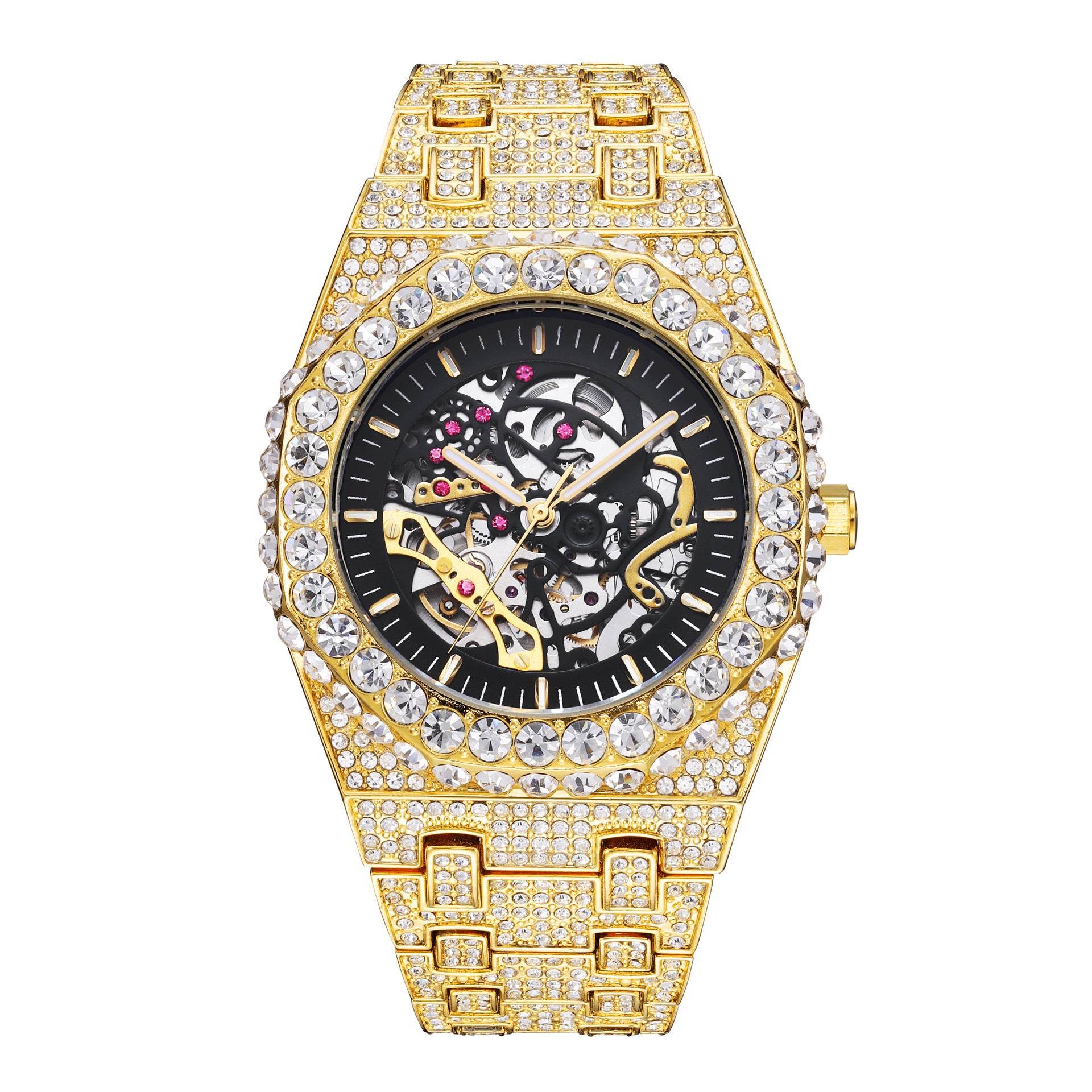 Full Diamond Hip Hop Mechanical Watch - Stylish Octagonal Design 2025 - Buy Center