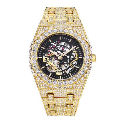 Full Diamond Hip Hop Mechanical Watch - Stylish Octagonal Design 2025 - Buy Center