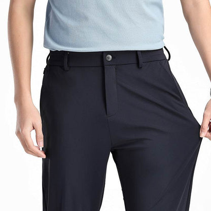 Casual Ice Silk Elastic Pants for Men - Stylish Mid-Waist Trousers - Buy Center
