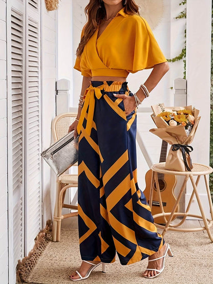 YY1229061 Women's Elegant Vacation Short Top Set - 100% Polyester - Buy Center