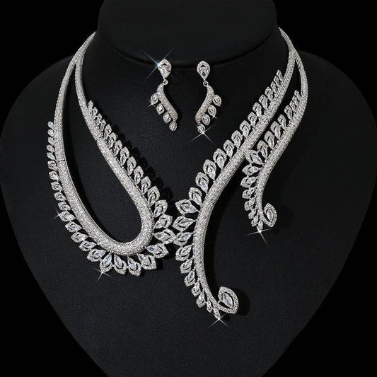 Buy Center Zircon Necklace and Earring Set - Elegant Fashion Jewelry - Buy Center