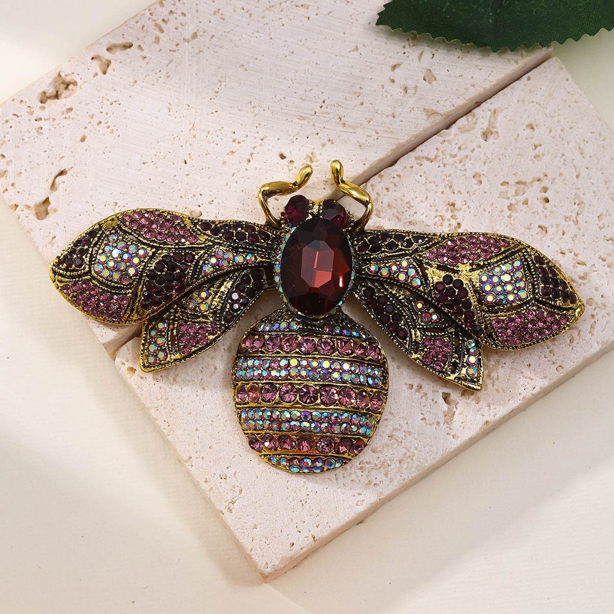 Antique Style Fully Jeweled Bee Brooch - Vintage Elegance & Modern Charm - Buy Center