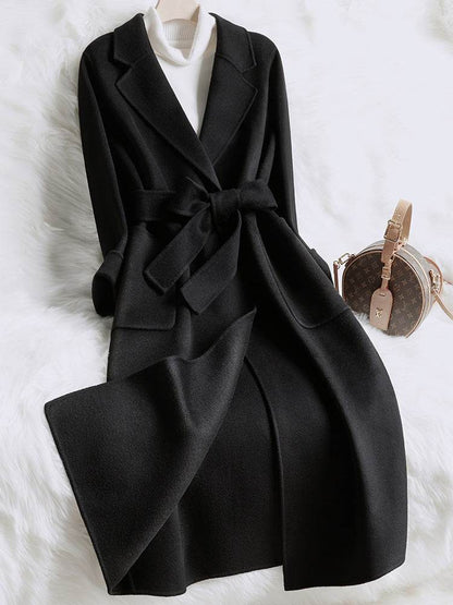 Buycenter Creamy-White Slim-Fit Woolen Coat for Women - Elegant Style - Buy Center