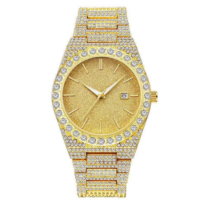 Stylish Men's Diamond Calendar Quartz Watch - Modern Design for Everyday Use - Buy Center