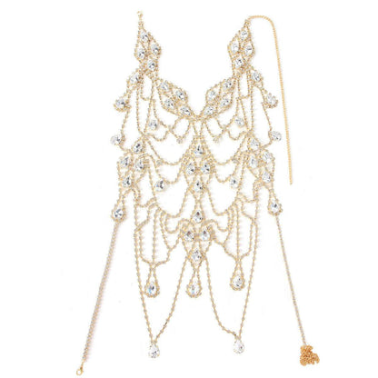 Rhinestone Multi-layer Body Chain Necklace - Elegant Gold/Silver Accessory - Buy Center