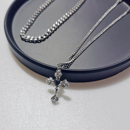 High Sense Flower Cross Necklace - Stylish Titanium Steel for 2025 Fashion - Buy Center