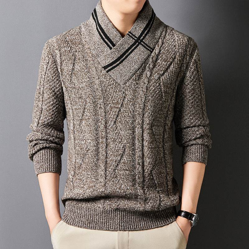 Buycenter Men's Thickened V-Neck Woolen Sweater - Warm Winter Pullover - Buy Center