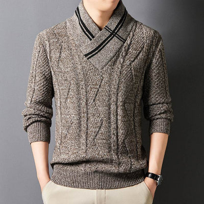 Buycenter Men's Thickened V-Neck Woolen Sweater - Warm Winter Pullover - Buy Center