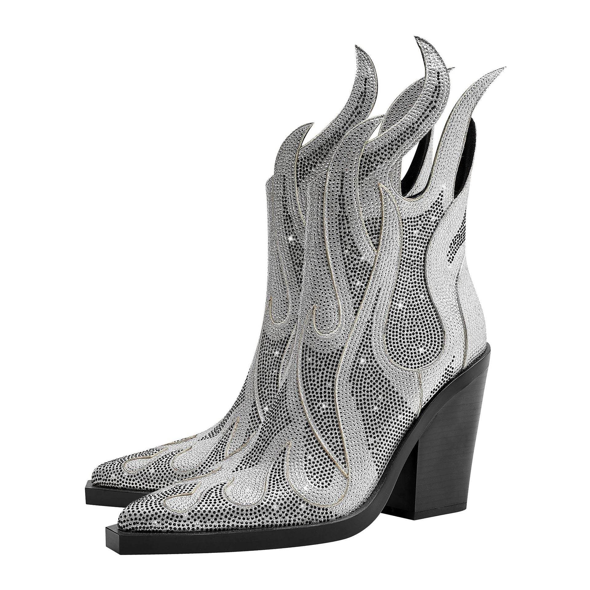 Women's Totem Embroidered Ankle Boots - Gold & Silver Stylish Picks - Buy Center
