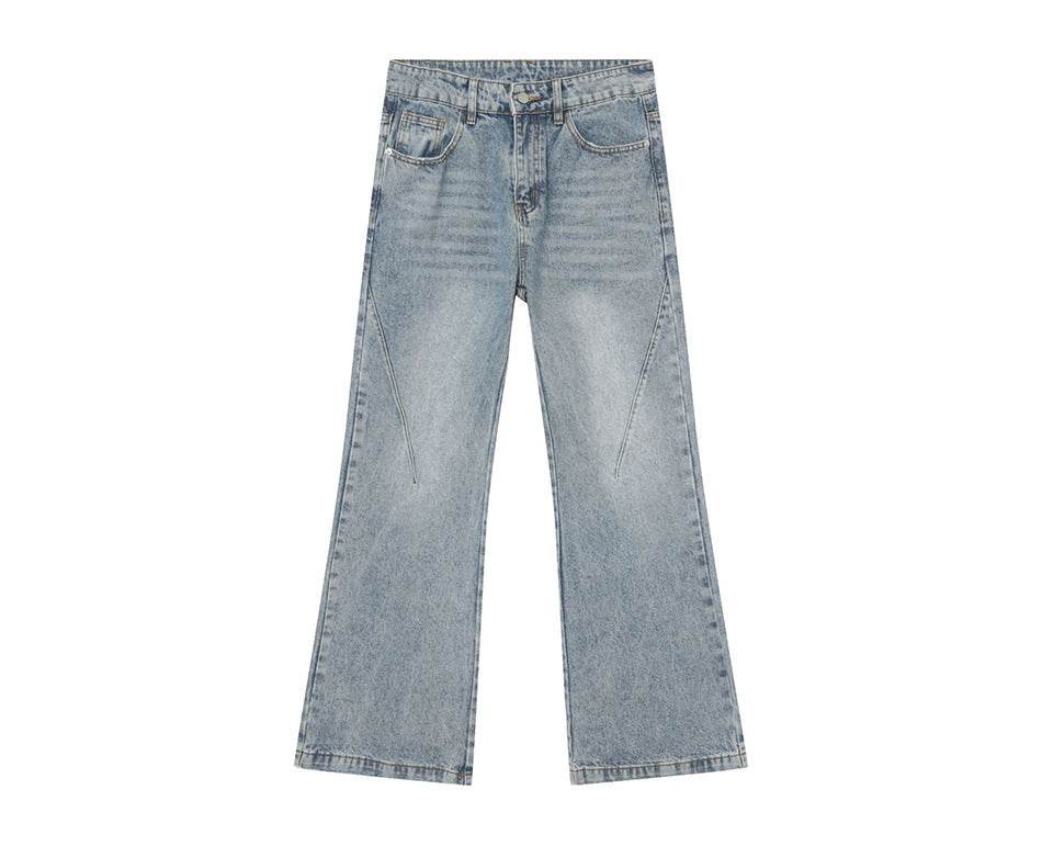 Buycenter Men's Vintage White Washed Straight Jeans - Light Blue Casual Style - Buy Center