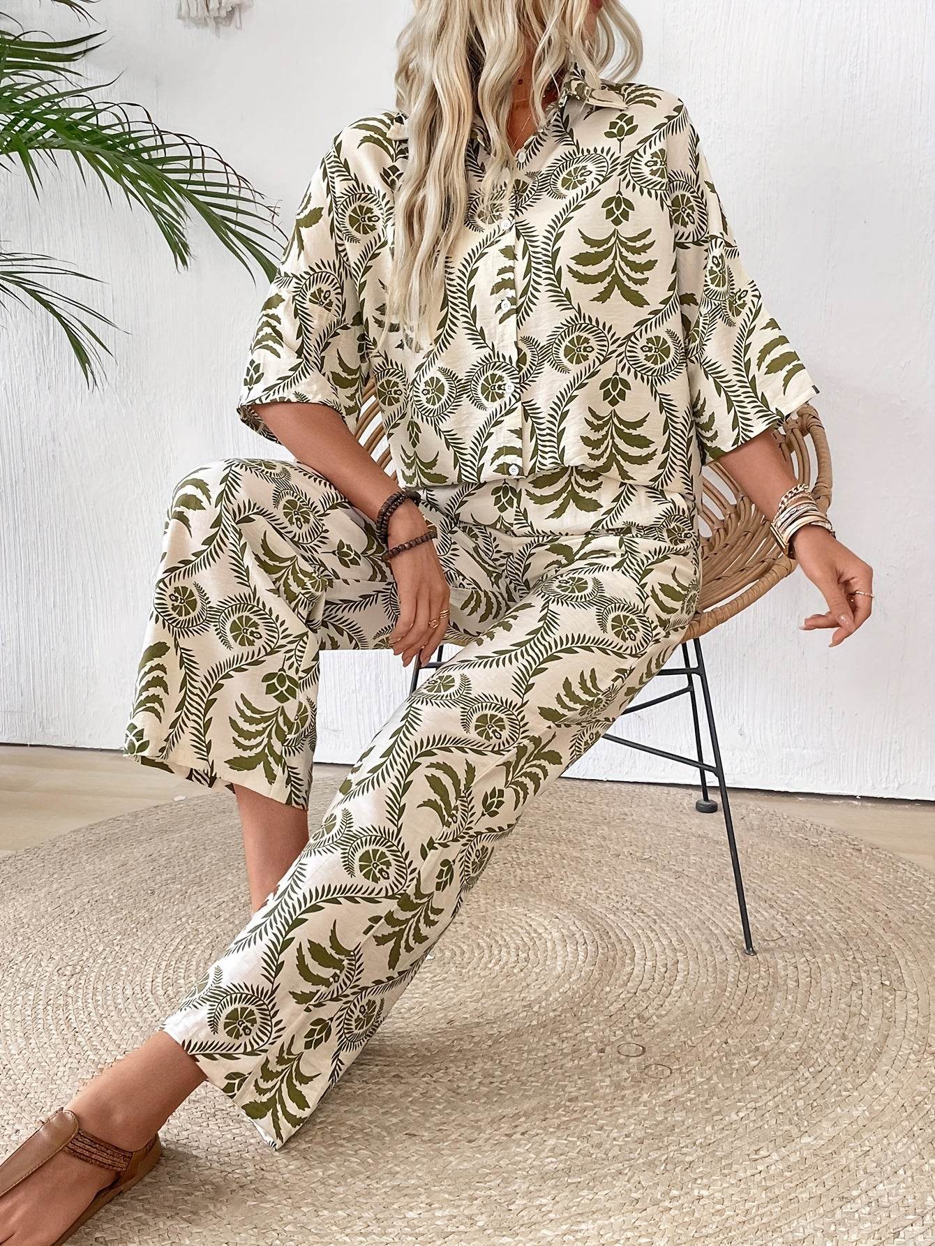 Women's Spring Summer Vacation Two-Piece Set - Tropical Style - Buy Center