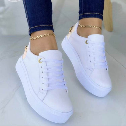 Women's Casual White Sneakers - Trendy Vulcanize Low Top Shoes 2025 - Buy Center