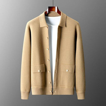 Buycenter Men's Wool Cardigan - Solid Color Thick Coat for Autumn Winter - Buy Center
