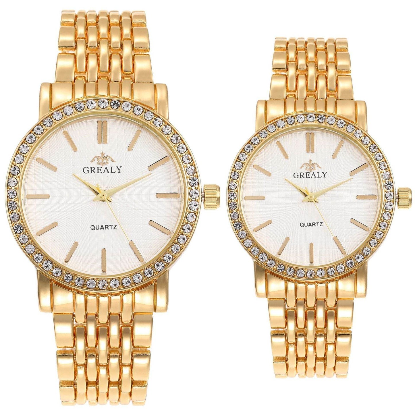 Casual Quartz Watches for Men & Women - Stylish Steel Strap with Diamonds - Buy Center
