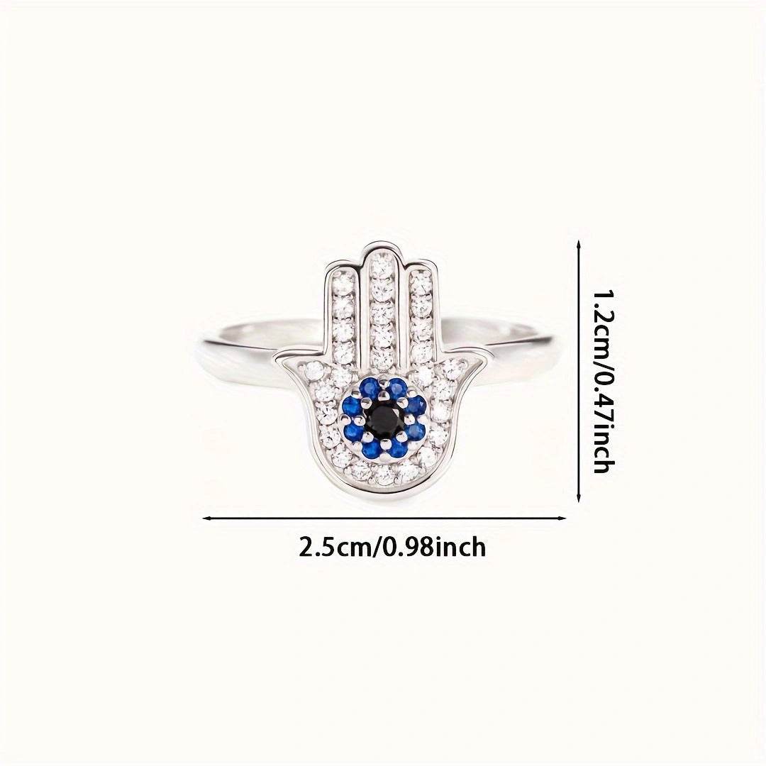 Buy Center Women's Adjustable Open Ring - Simple Blue Micro-Inlaid Design - Buy Center