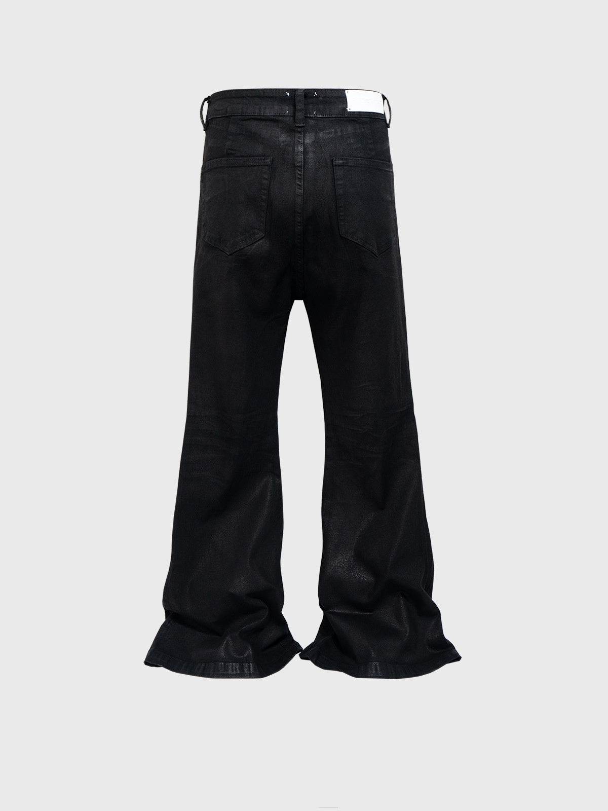 Vinyl Coated Wide Leg Trousers - Stylish Black Denim for Modern Men - Buy Center