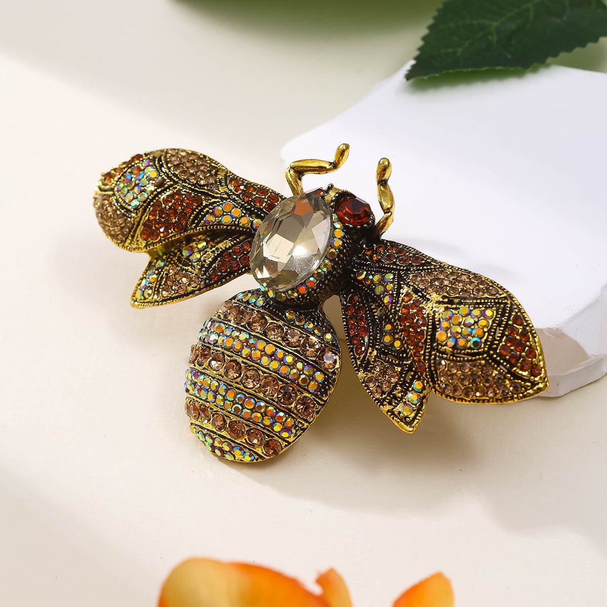 Antique Style Fully Jeweled Bee Brooch - Vintage Elegance & Modern Charm - Buy Center