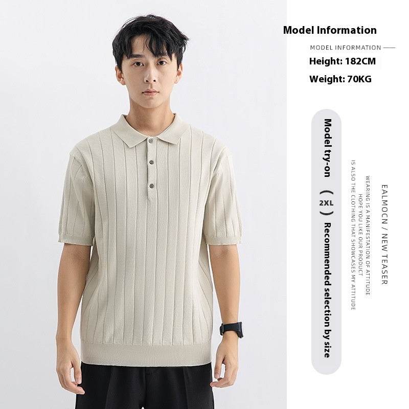 Men's Summer Casual Sweater - Breathable Short Sleeve in Solid Colors - Buy Center