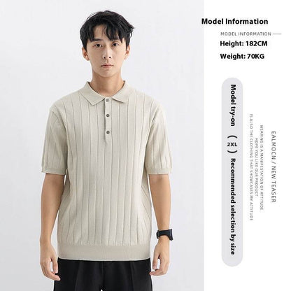 Men's Summer Casual Sweater - Breathable Short Sleeve in Solid Colors - Buy Center