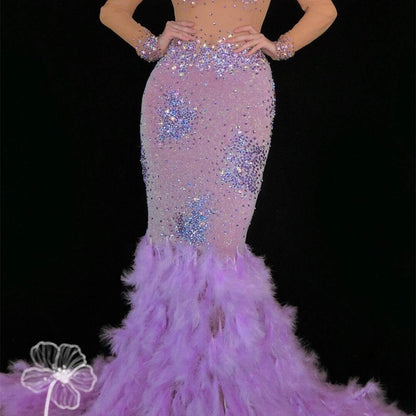 Buycenter Full Diamond Mesh Wrap Hip Dress - Elegant Evening Attire - Buy Center