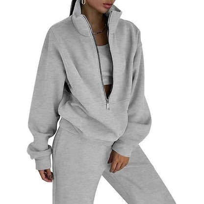 Buycenter Long Sleeve Half Zip Hoodie - Fleece-Lined Sports Cardigan - Buy Center