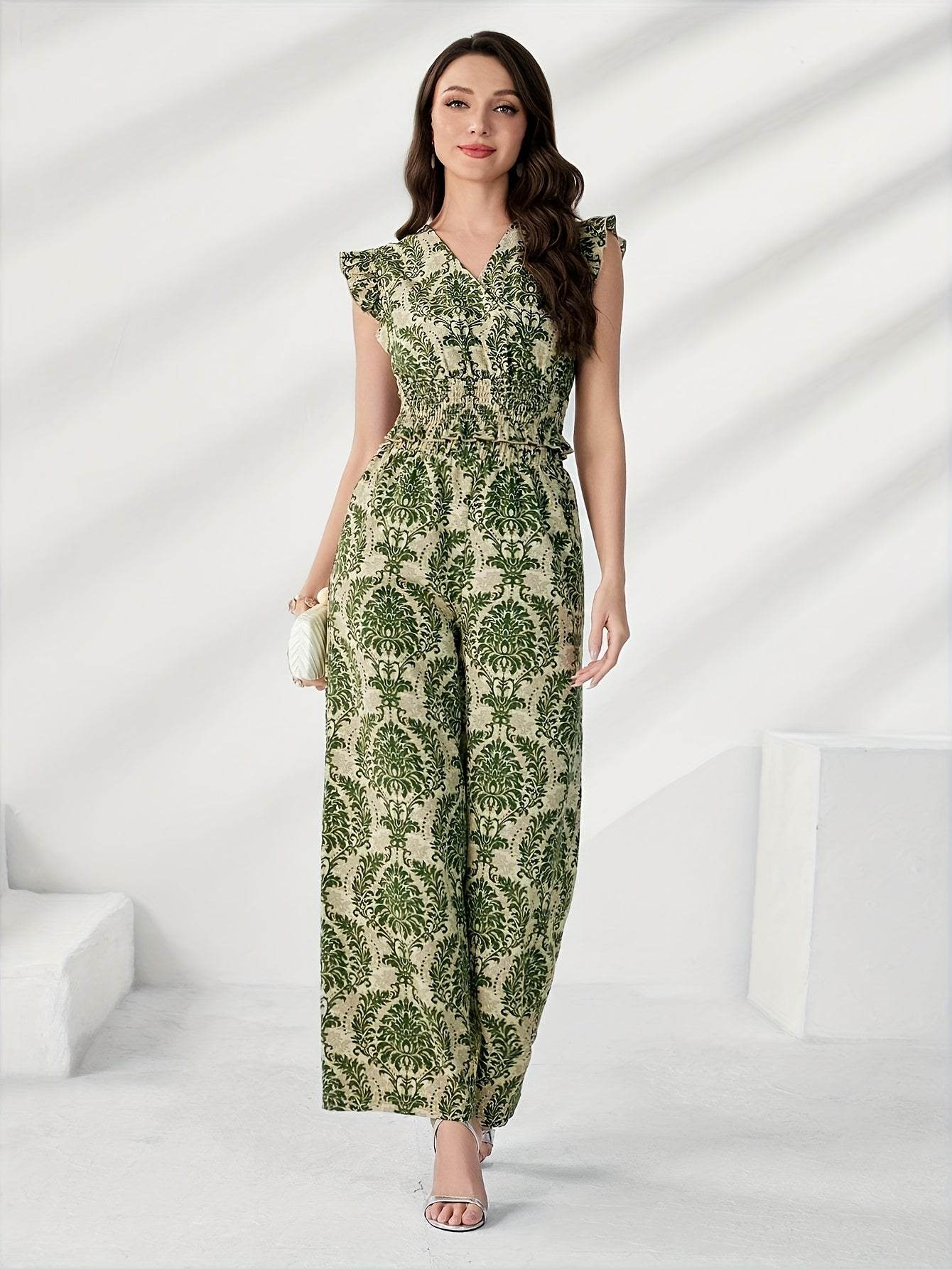 Women's Printed Sleeveless Top & Loose Pants Set - Elegant Spring Style - Buy Center