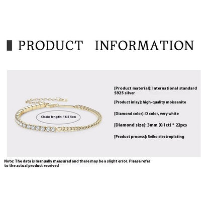 Moissanite Full Diamond Bracelet - High-Grade S925 Sterling Silver for All - Buy Center