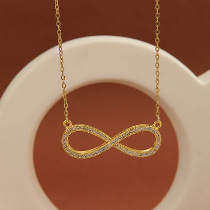 Exquisite Gold Plated Diamond Love Pendant Necklace - Infinite Symbol Charm - Buy Center