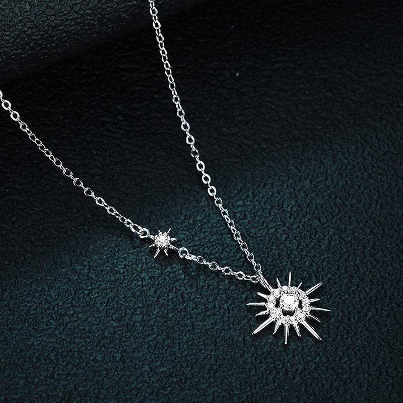 Buycenter 925 Silver Moissanite Star Moon Necklace - Korean Style Jewelry - Buy Center