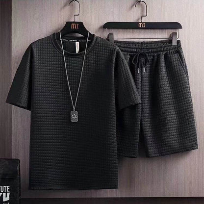 Buycenter Summer Two-Piece Suit - Men's Casual Geometric T-Shirt & Shorts - Buy Center