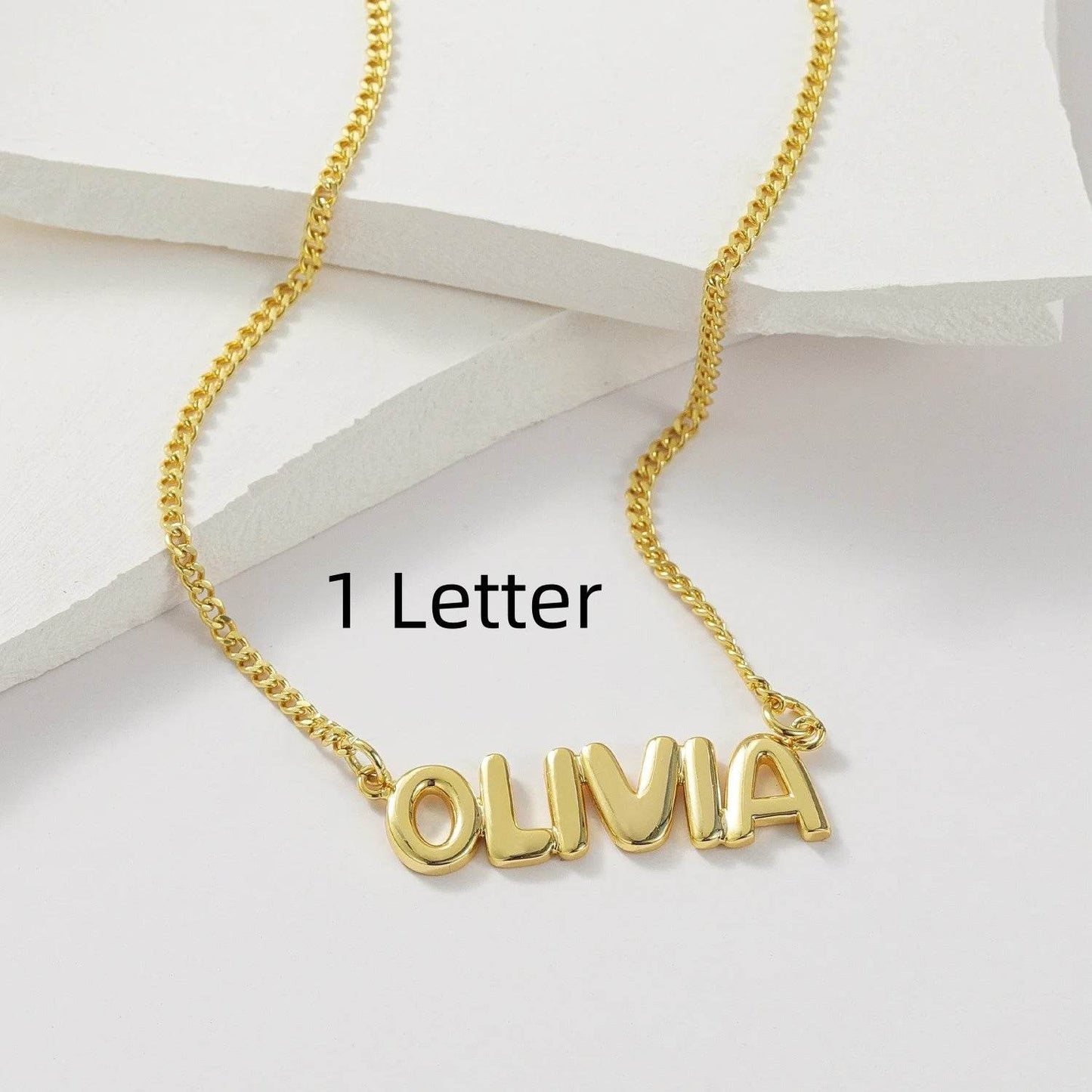 Personalized 3D Bubble Name Necklace - Custom Stainless Steel Jewelry - Buy Center