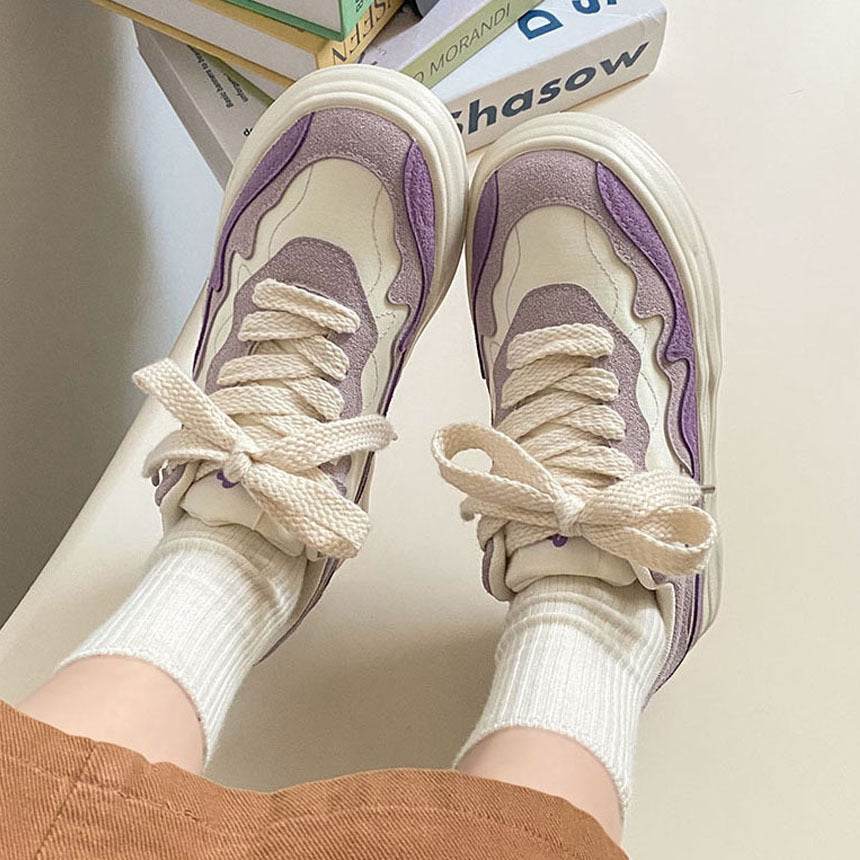 Girl’s Casual Platform Sneakers - Chic Mid-Top Vulcanize Shoes for All Seasons - Buy Center