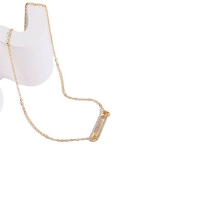 14k Gold Personalized Pin Zircon Pendant Clip Necklace - Adjustable Luxury - Buy Center