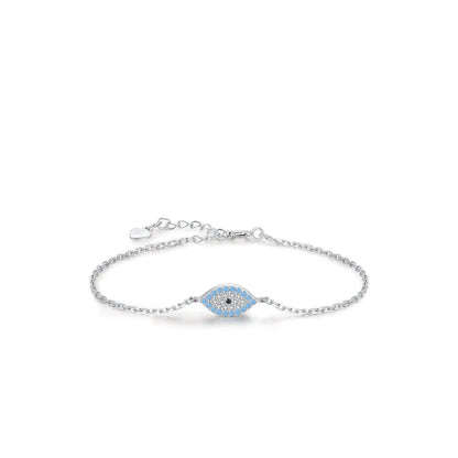 Green Pine Devil's Eye Bracelet - 925 Sterling Silver with Zircon Stones - Buy Center