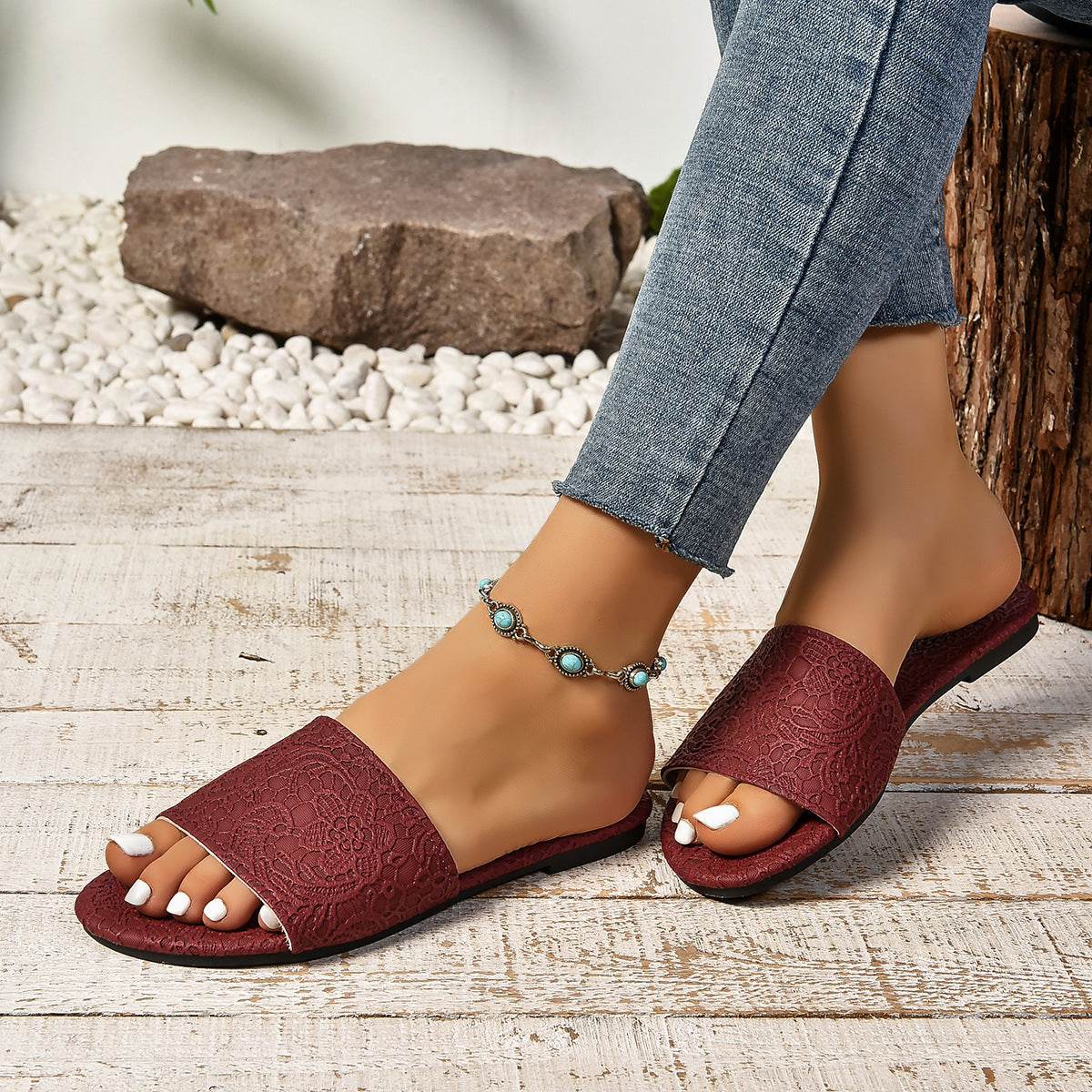 Buycenter Retro Flat Sandals for Women - Summer Non-slip Beach Slippers - Buy Center