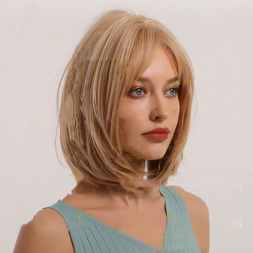Golden Mixed Color Bobo Wig - Trendy Synthetic Hairpiece for Women - Buy Center