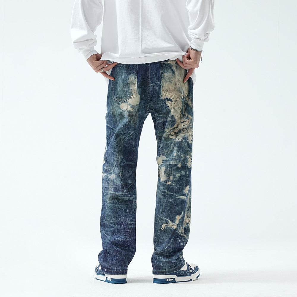 Buycenter Men's Straight Ripped Jeans - Casual Fashion Trousers - Buy Center