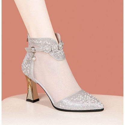 Buycenter Women's Mid Heel Chunky Shoes - Stylish Back Zipper Pumps - Buy Center