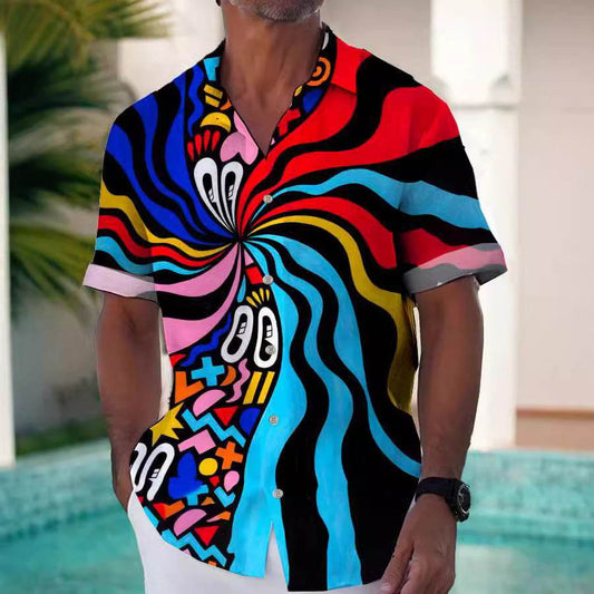 Stylish Men's Printed Shirt - Loose Fit & Casual Short Sleeve Top - Buy Center