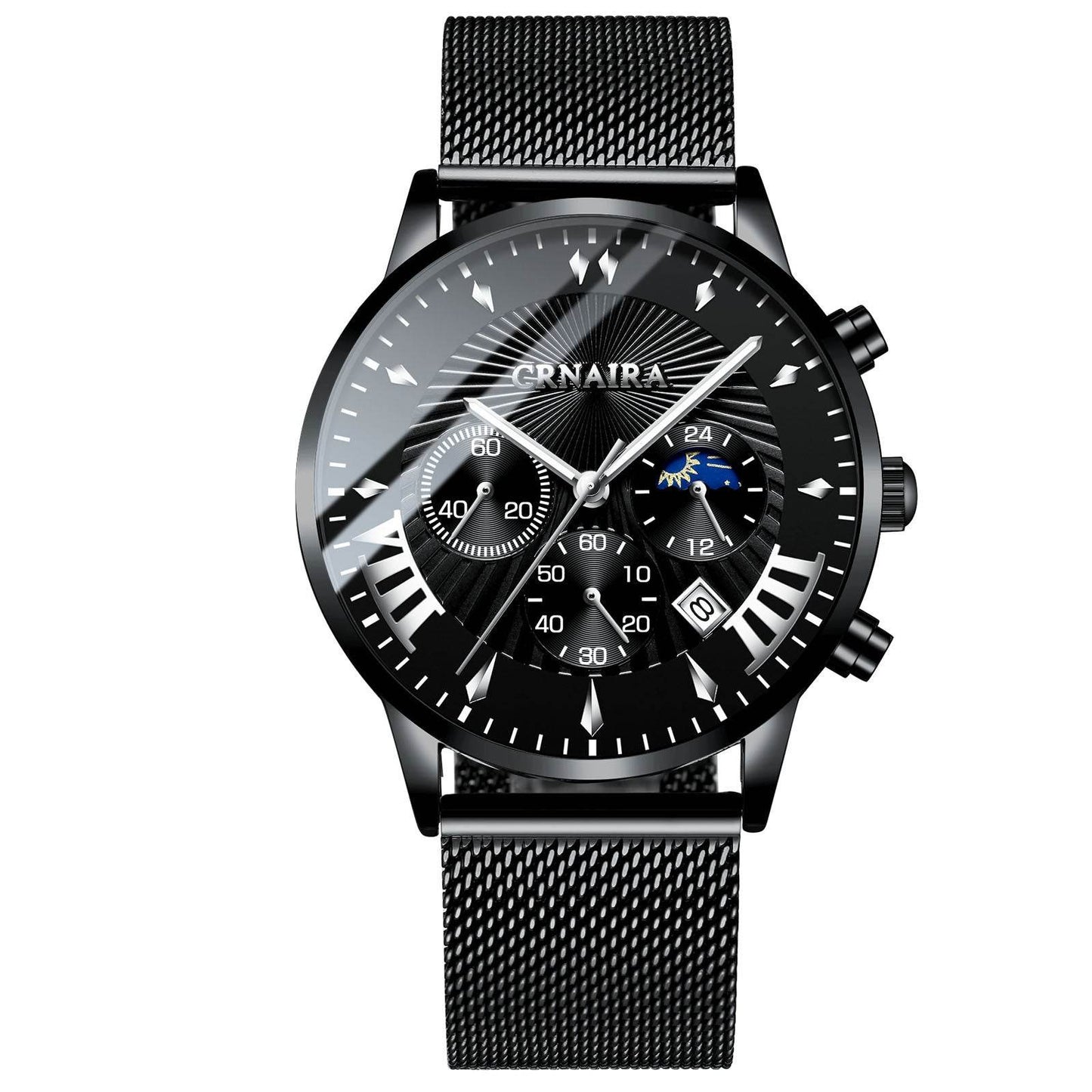 Buycenter Men's Waterproof Quartz Watch - Three-Eye Design, Stylish Alloy Band - Buy Center