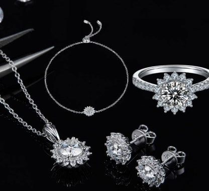 925 Silver Three Piece Jewelry Set - Necklace, Earrings & Bracelet - Buy Center