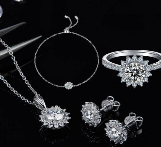 925 Silver Three Piece Jewelry Set - Necklace, Earrings & Bracelet - Buy Center
