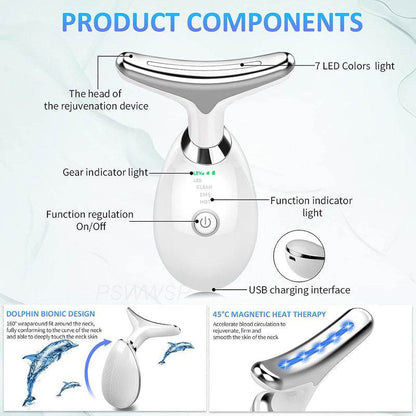 7-in-1 Neck Face Massager - LED Skin Rejuvenation & Sculpting Tool - Buy Center